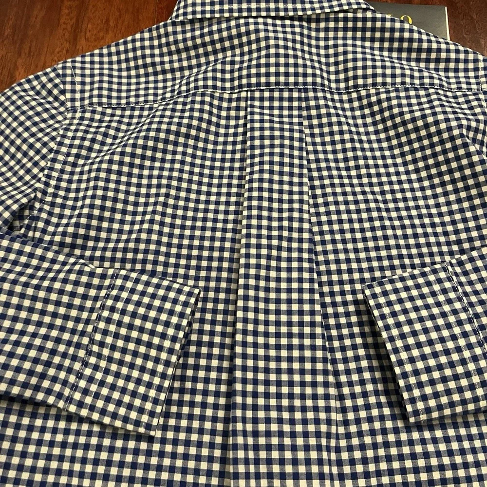 Polo Ralph Lauren Shirt Kids 3T Blue White Gingham Button Down Natural Stretch